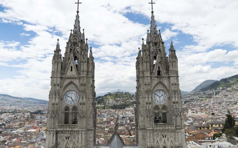Basílica del Voto Nacional in Quito's skyline, Ecuador